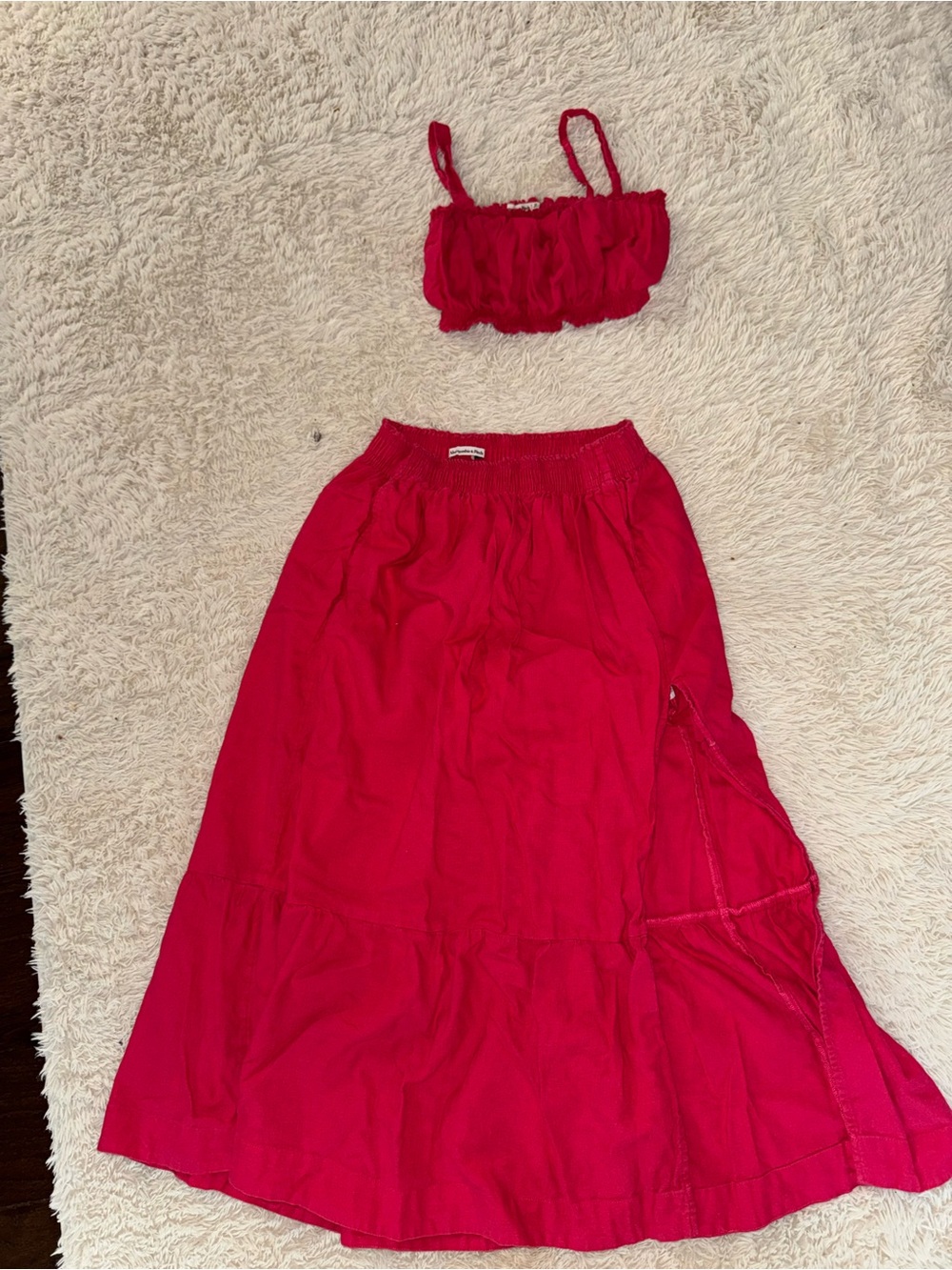 Abercrombie & Fitch Bright Red Maxi Skirt with Matching Crop Top